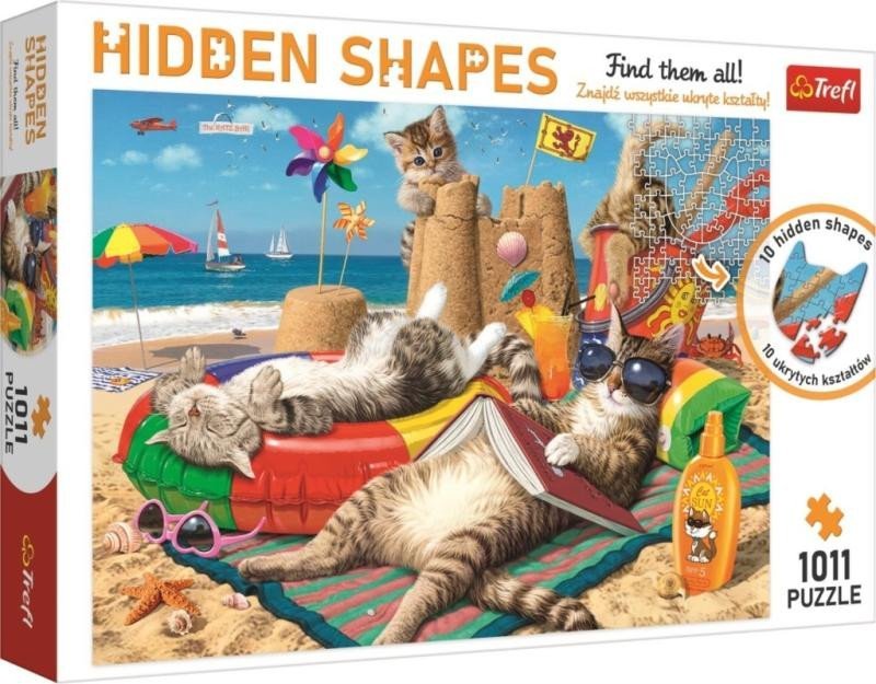 Levně Trefl Puzzle Hidden Shapes - Kočičí prázdniny / 1011 dílků