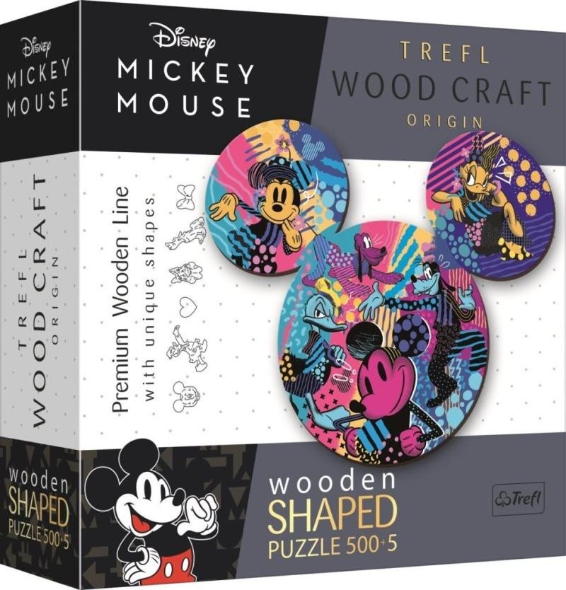Levně Trefl Wood Craft Origin Puzzle Mickey Mouse 505 dílků - dřevěné