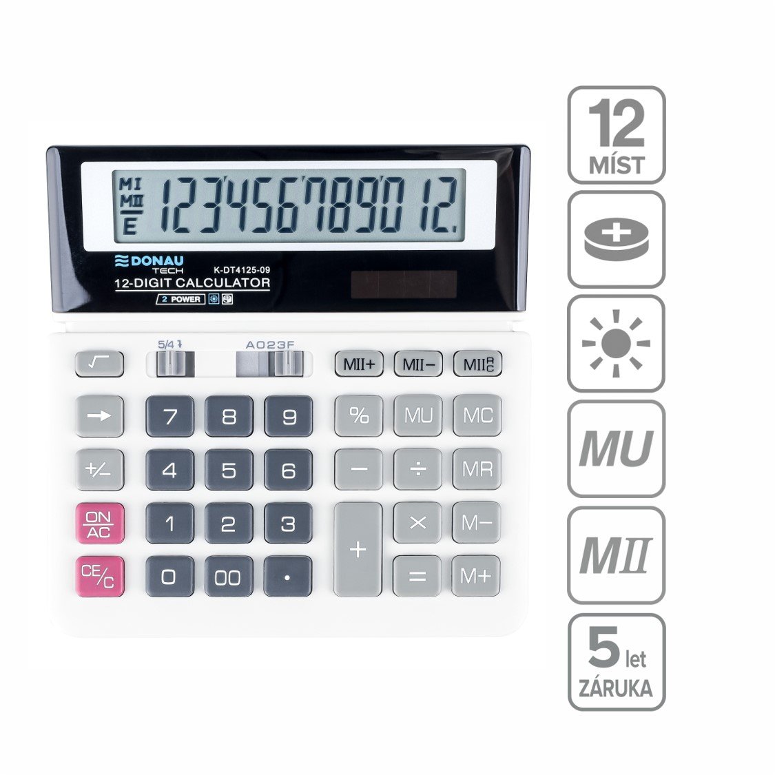 Levně DONAU kancelářská kalkulačka DONAU TECH 4125, 12místná, bílá