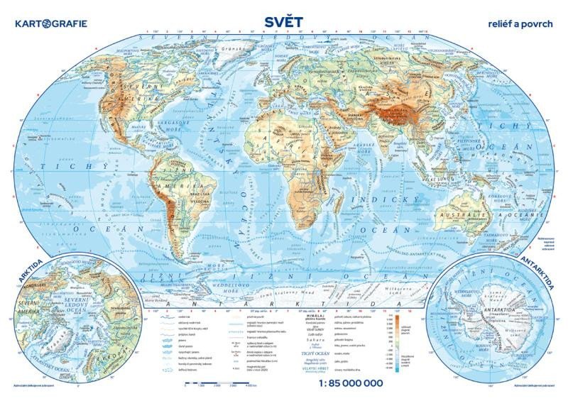 Product detail of Svět - reliéf a povrch / státy a území - příruční mapa 1:85 000 000, 6.  vydání