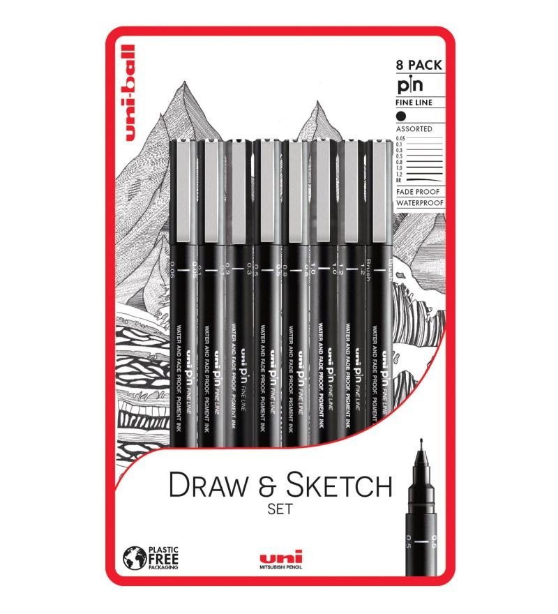 Levně Uni Pin Sada linerů - Draw and Sketch 8 ks
