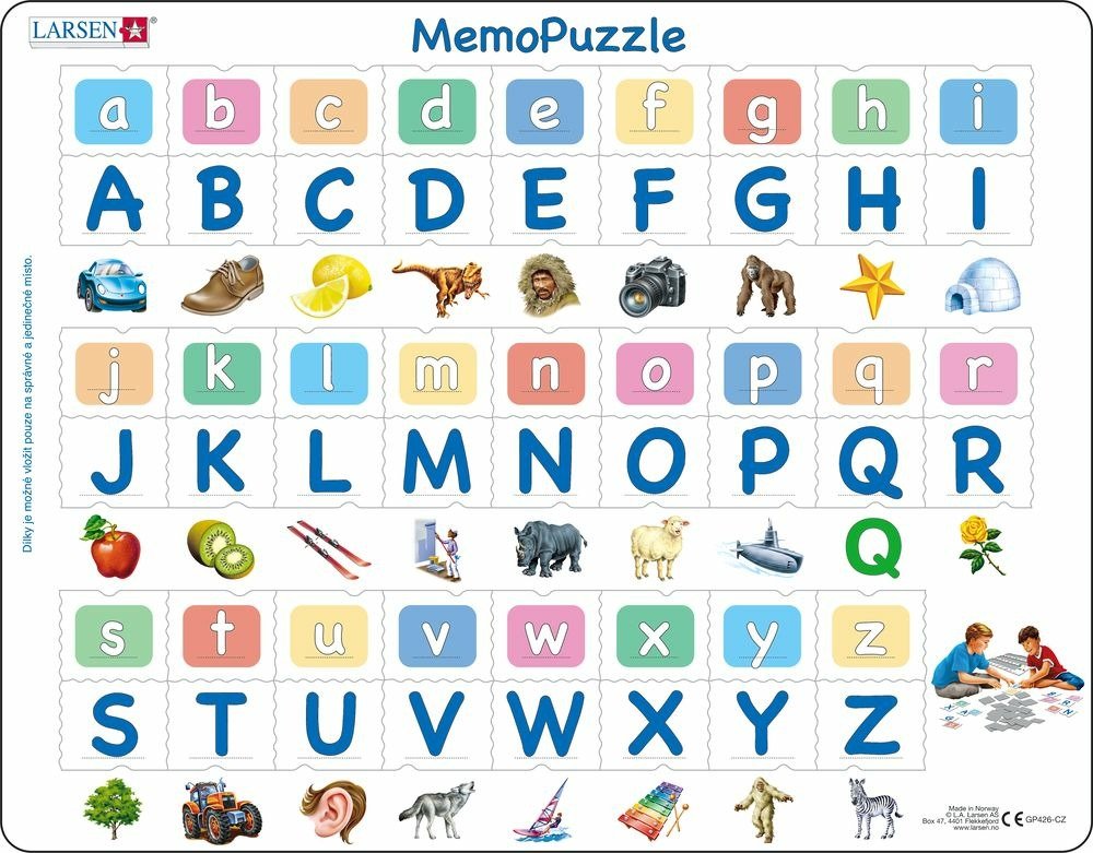 Levně Puzzle MAXI - Memo abeceda malá, velká, obrázky/52 dílků - Kohoutová plyš