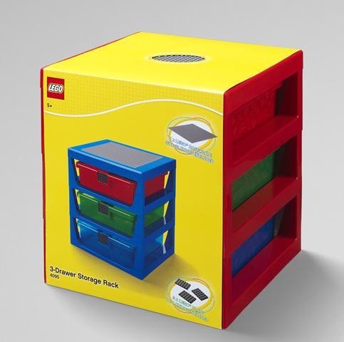Levně Organizér LEGO se třemi zásuvkami - červený