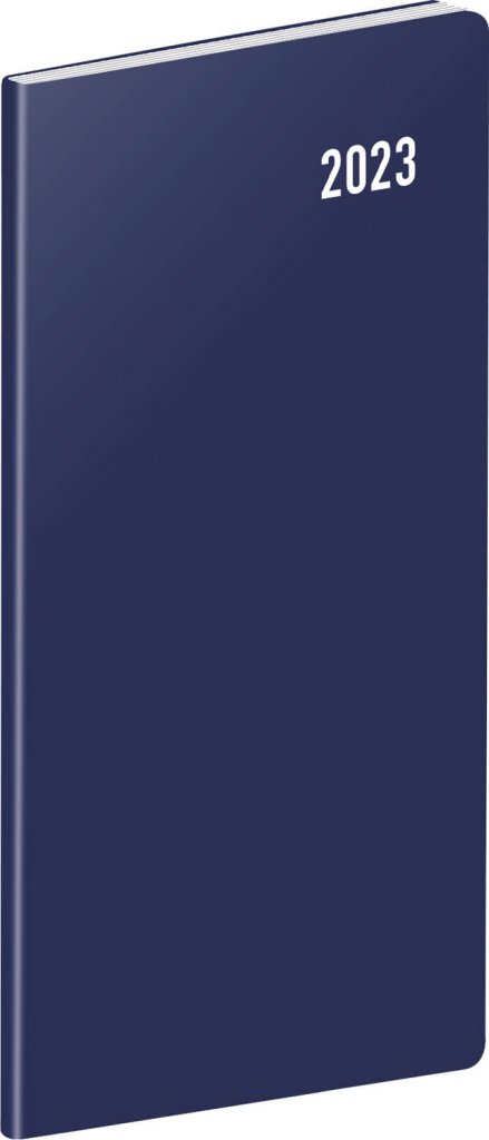 Diář 2023: Modrý - plánovací měsíční, kapesní, 8 × 18 cm