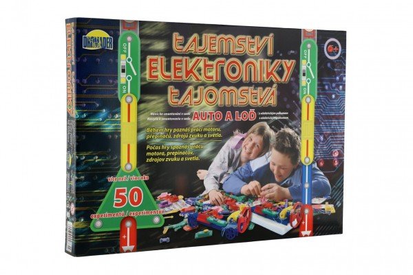 Levně Tajemství elektroniky - Auto, loď 50 experimentů na baterie v krabici 46,5x33,5x4cm od 6 let