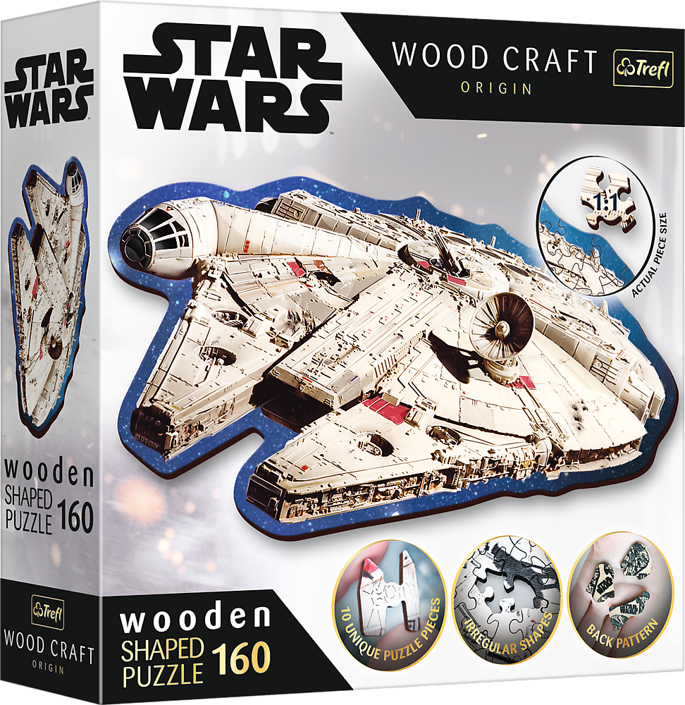 Levně Puzzle Wood Craft Origin Star Wars: Millennium Falcon 160 dílků - Trefl
