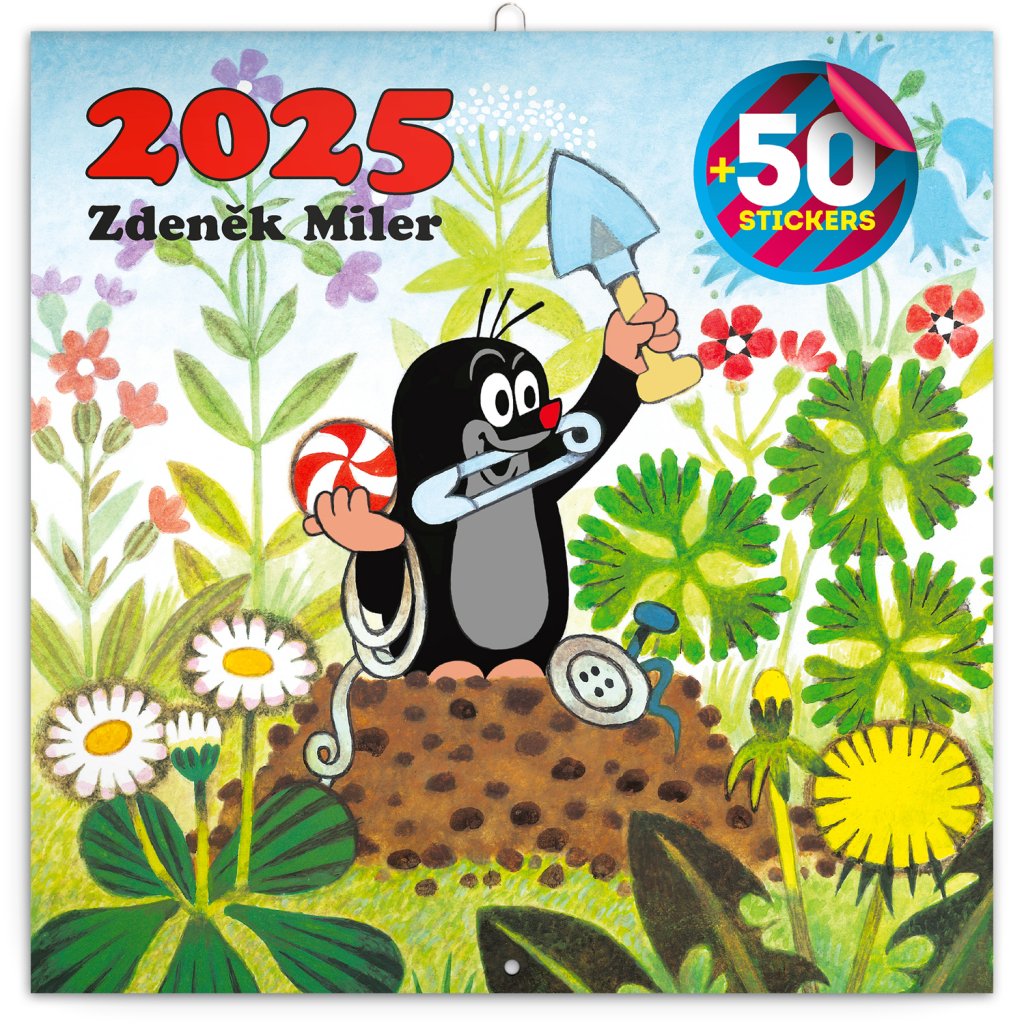 Levně NOTIQUE Poznámkový kalendář Krteček 2025, s 50 samolepkami, 30 x 30 cm