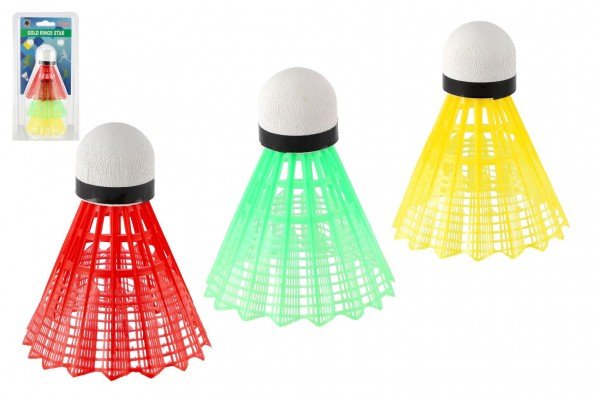 Levně Míčky/Košíčky na badminton barevné plast 3ks na kartě 11x21cm