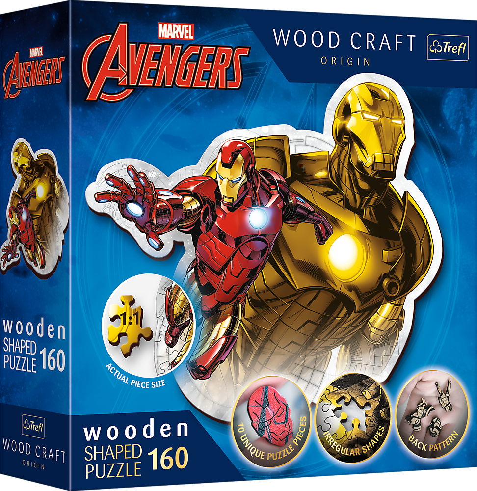 Levně Puzzle Wood Craft Origin Odvážný Iron Man 160 dílků - Trefl