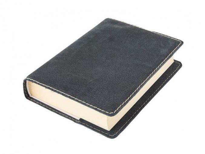 Kožený obal na knihu KLASIK M 22,7 x 36,3 cm - kůže černá semiš