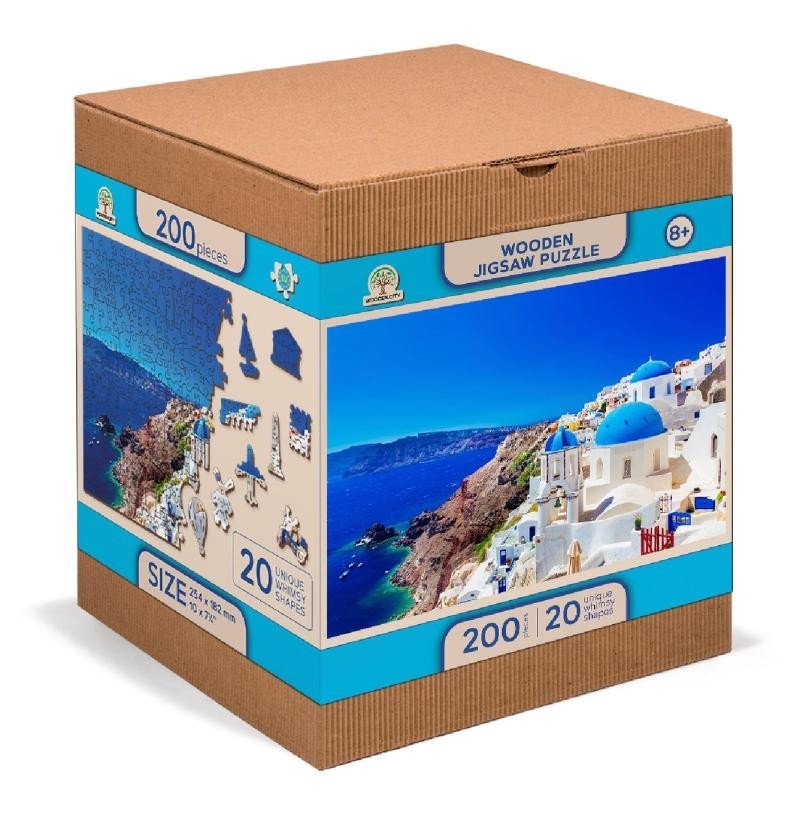 Wooden City Puzzle 2v1 Řecko - Santorini 200 dílků