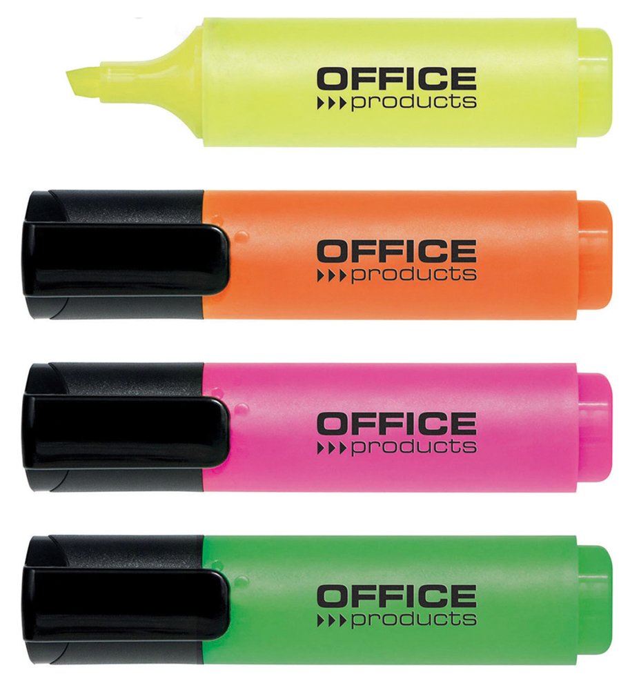Office Products zvýrazňovače, š. stopy 2-5 mm, sada 4 barev