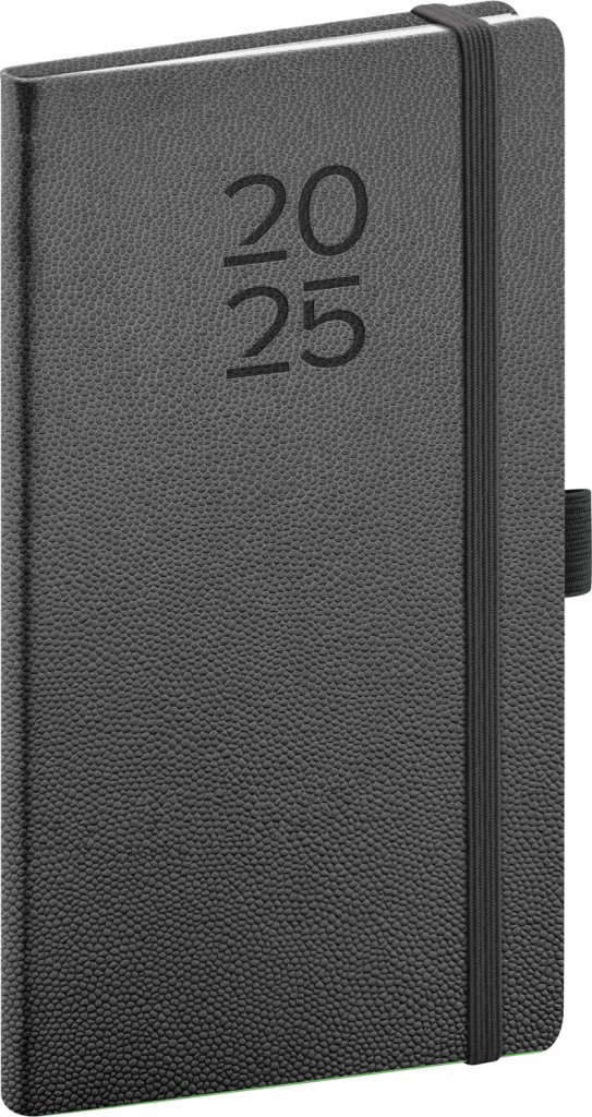 Diář 2025: Vellum - černý, kapesní, 9 × 15,5 cm