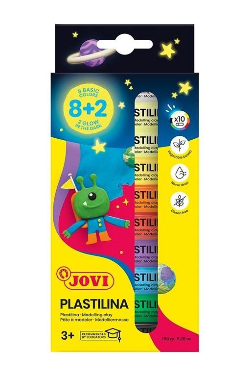 Product detail of JOVI Glow plastelína 10x15g (8 základních barev + 2 barvy svítící ve tmě)