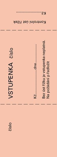 Levně Bločková vstupenka, 14 × 5 cm, 100 listů, číslovaná, 4 barvy