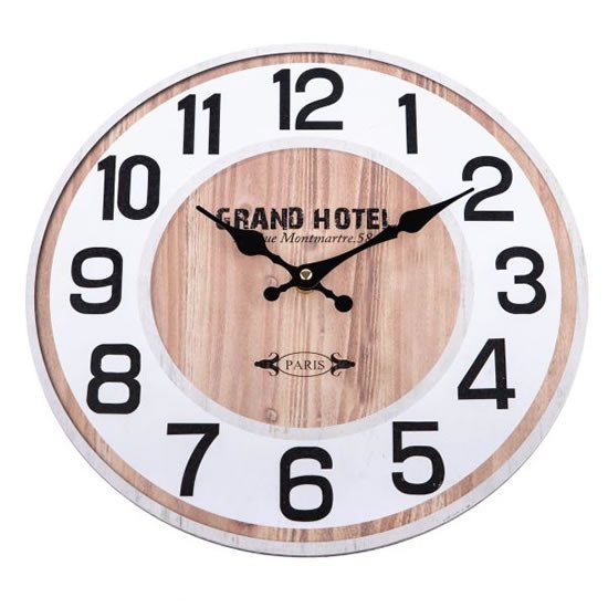 Levně Dřevěné hodiny na zeď - Grand Hotel
