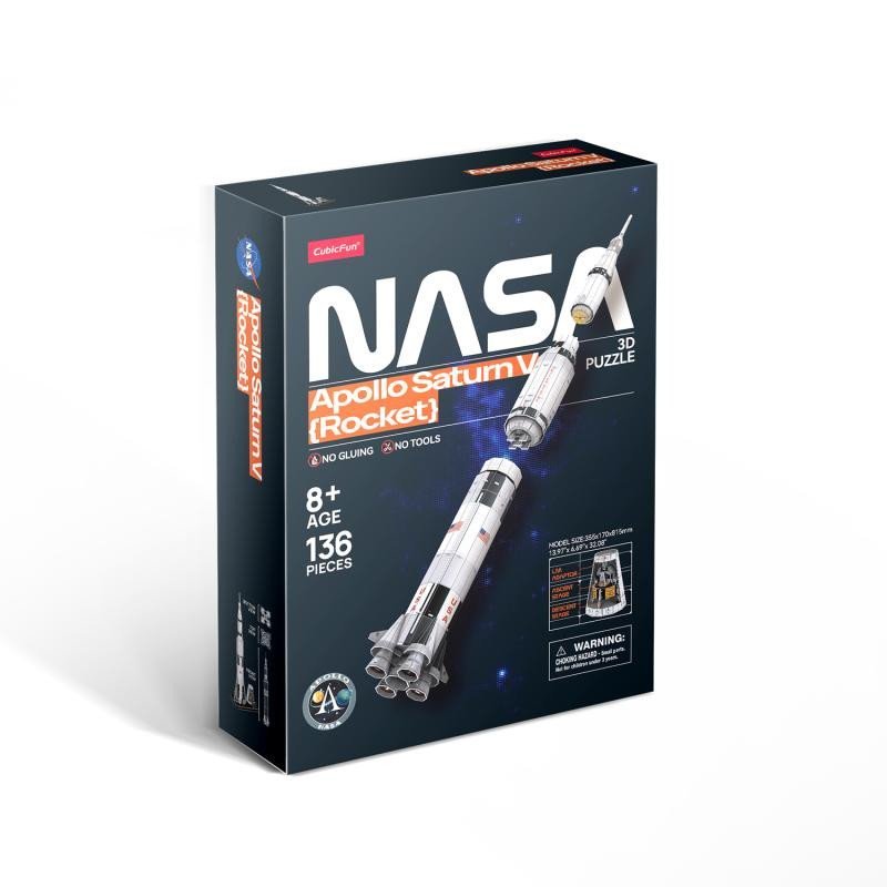 Levně Puzzle 3D Apollo Saturn V Rocket 136 dílků - CubicFun