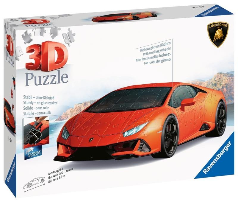 Levně Ravensburger Puzzle 3D - Lamborghini Huracán Evo oranžové 108 dílků