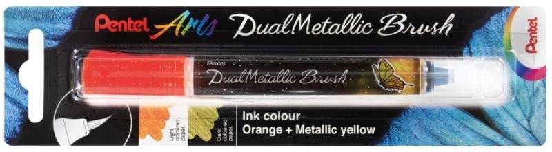 Levně Pentel Dual Metallic Brush štětečkový popisovač - oranžový