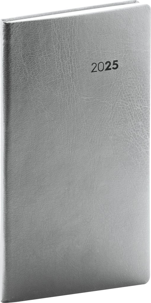 Levně Diář 2025: Balacron - stříbrný, kapesní, 9 × 15,5 cm
