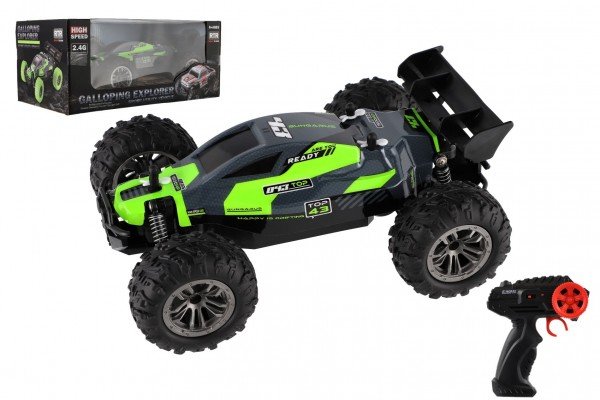 Levně Auto RC Buggy rychlostní 2,4GHz plast 25cm na baterie zelené v krabici 31x14x18cm