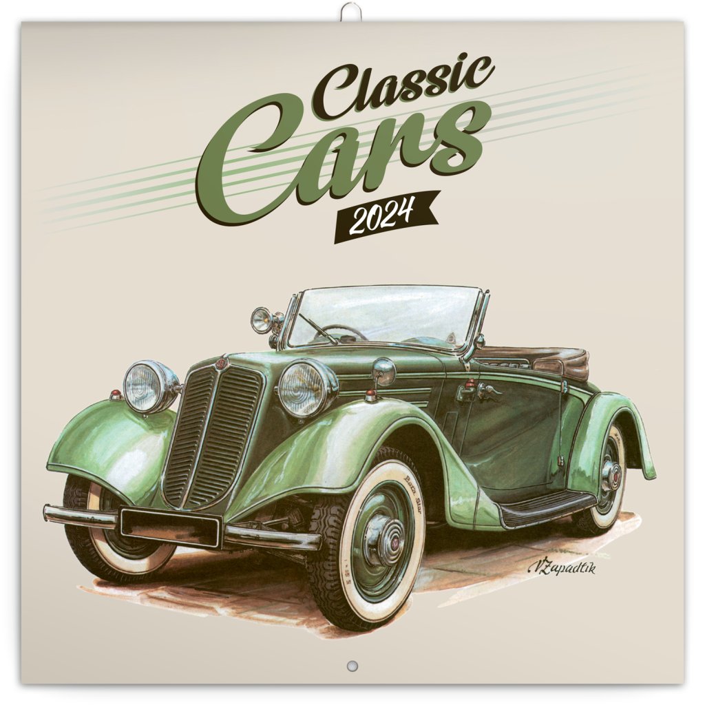 Levně Kalendář 2024 poznámkový: Classic Cars - Václav Zapadlík,, 30 × 30 cm