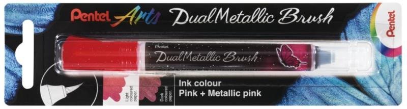 Levně Pentel Dual Metallic Brush štětečkový popisovač - růžový