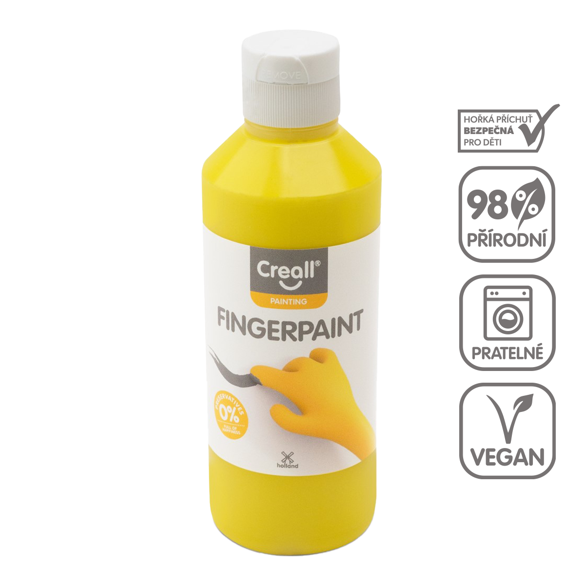 Levně Creall prstová barva HAPPY INGREDIENTS, 250 ml, žlutá