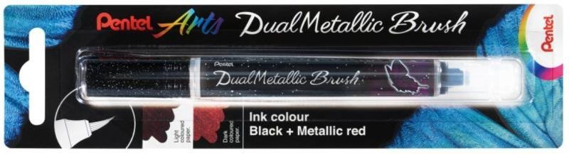 Levně Pentel Dual Metallic Brush štětečkový popisovač - černý