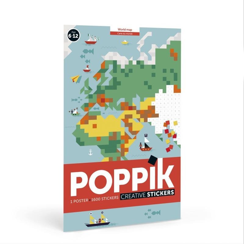 Levně Poppik Samolepkový plakát - Mapa světa
