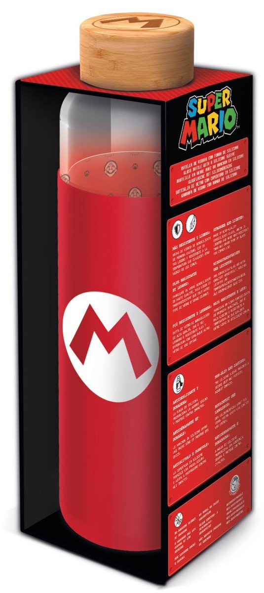 Levně Skleněná láhev s návlekem - Super Mario 585 ml - EPEE