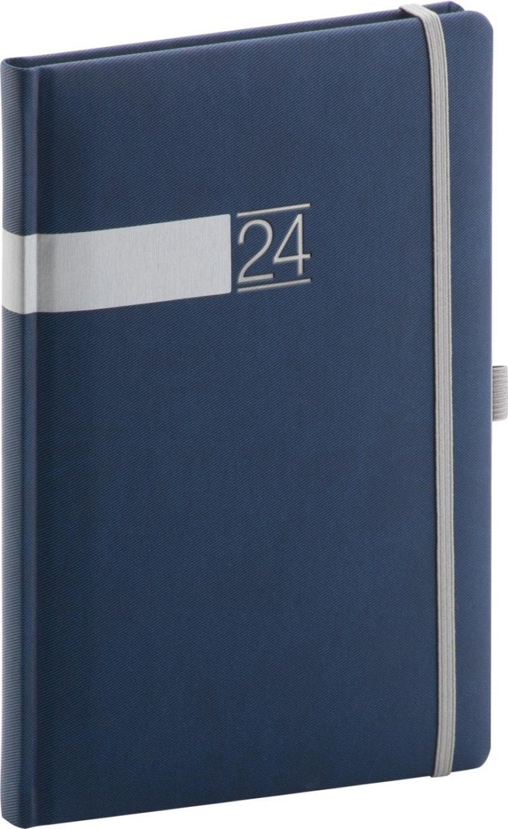 Levně Diář 2024: Twill - modrostříbrný, týdenní, 15 × 21 cm
