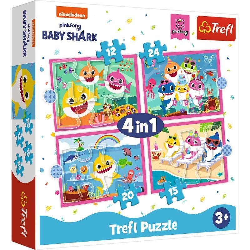 Trefl Puzzle Baby Shark - Rodina 4v1 (12,15,20,24 dílků)