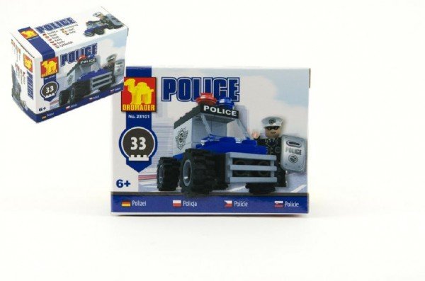 Levně Stavebnice Dromader Policie Auto 23101 33ks v krabici 9,5x7x4,5cm