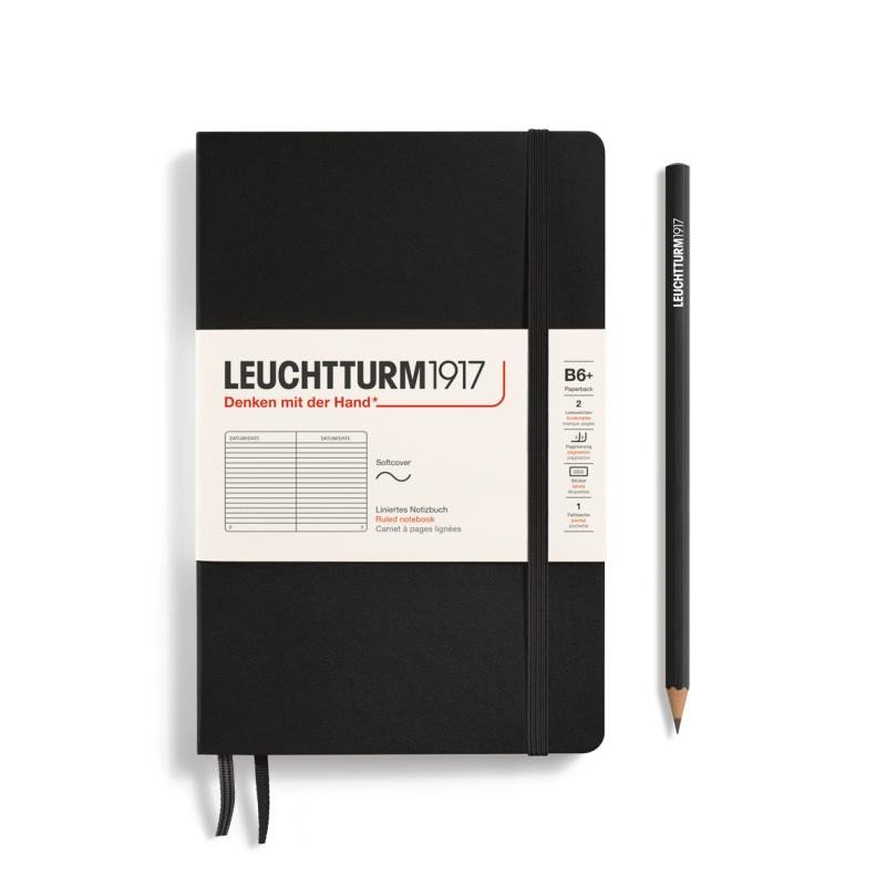 Levně Leuchtturm1917 Zápisník Black Softcover B6+ linkovaný