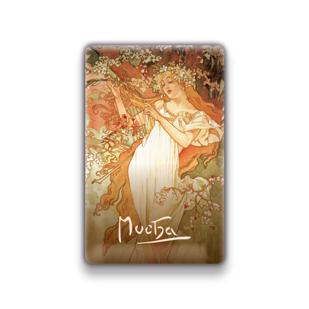 Levně Magnet Alfons Mucha - Jaro, 54 × 85 mm
