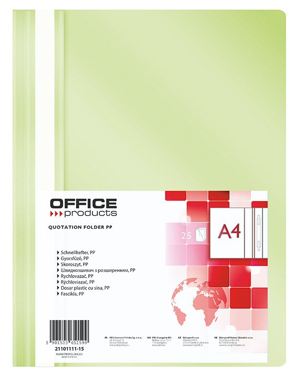 Office Products rychlovazač, A4, PP, 100/170 μm, světle zelený - 25ks