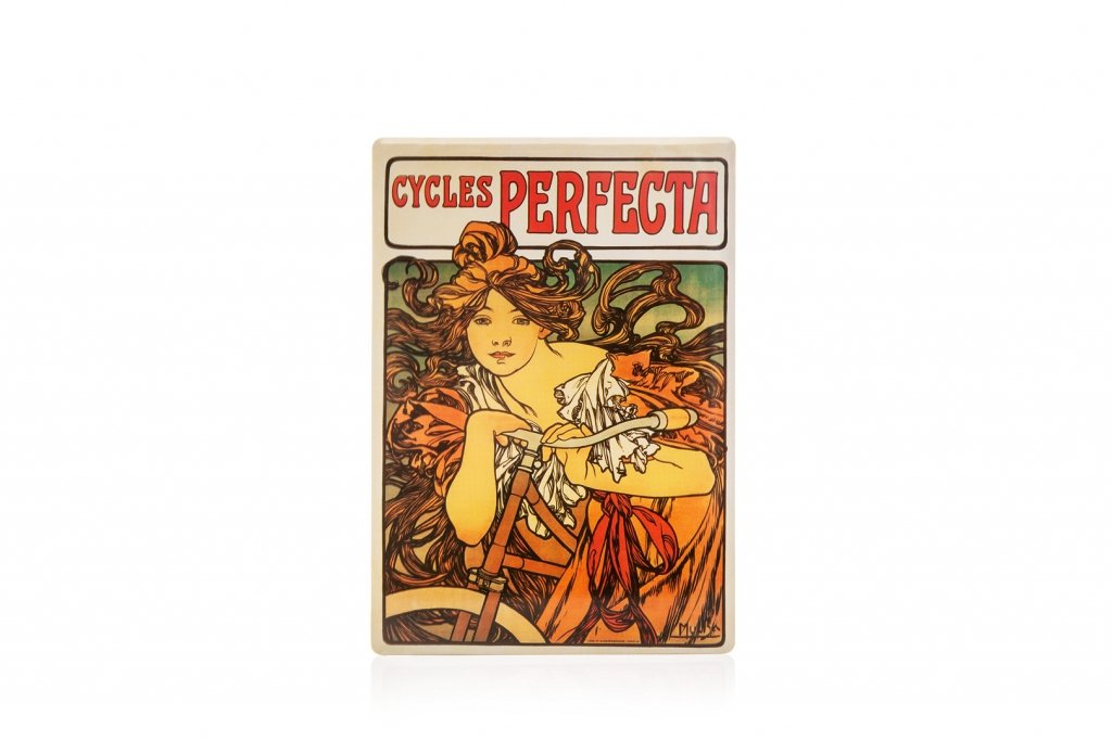 Levně Cedule Alfons Mucha – Cycles Perfecta, 15 x 21 cm