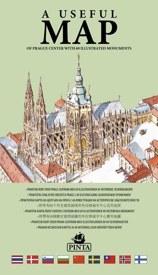 Levně A USEFUL MAP - Praktická mapa centra Prahy s 69 ilustracemi historických památek (zelená) - Daniel Pinta