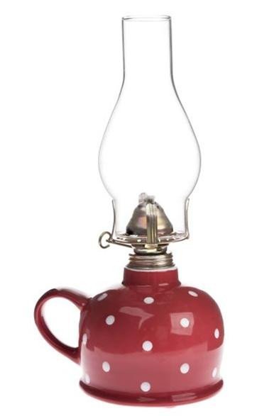 Levně Petrolejová lampa - červená s puntíky