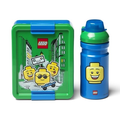 Levně Svačinový set LEGO ICONIC Boy (láhev a box) - modrá/zelená