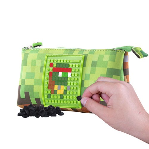Levně Velké pouzdro Pixie Crew Minecraft bez náplně látka se silikonovým panelem+pixely v blistru 11x23cm