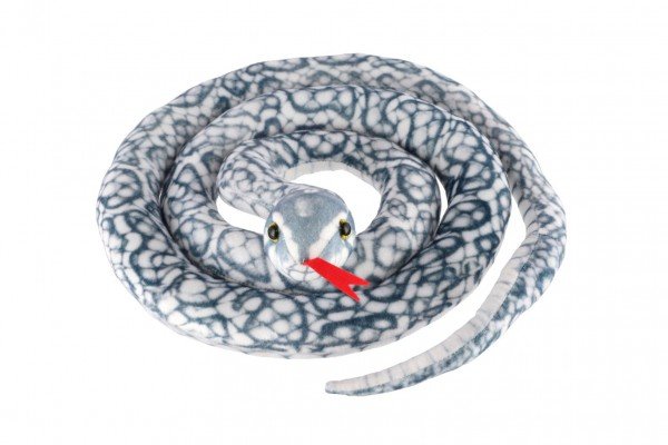 Levně Had plyšový 200cm bílo-šedý