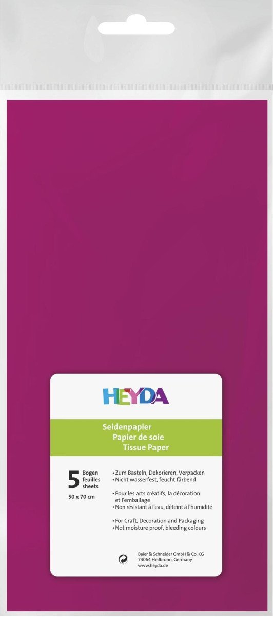 HEYDA Hedvábný papír 50 x 70 cm - sytě růžový 5 ks