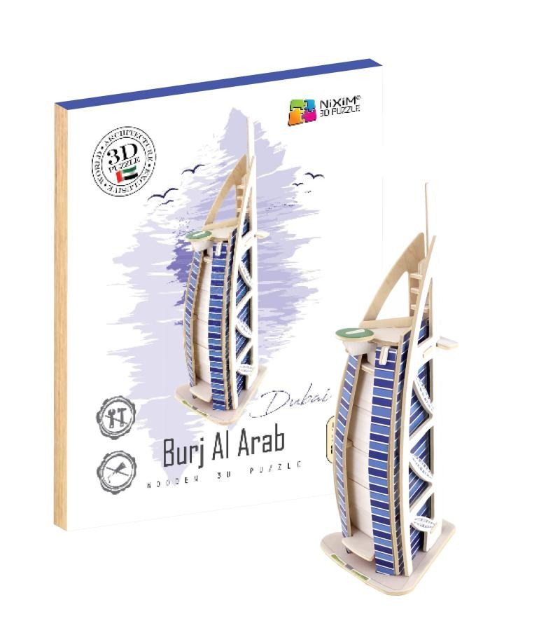 Levně NiXiM Dřevěné 3D puzzle - Burdž Al Arab