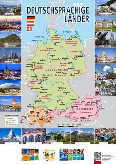 Levně Mapa - Deutschsprachige Länder