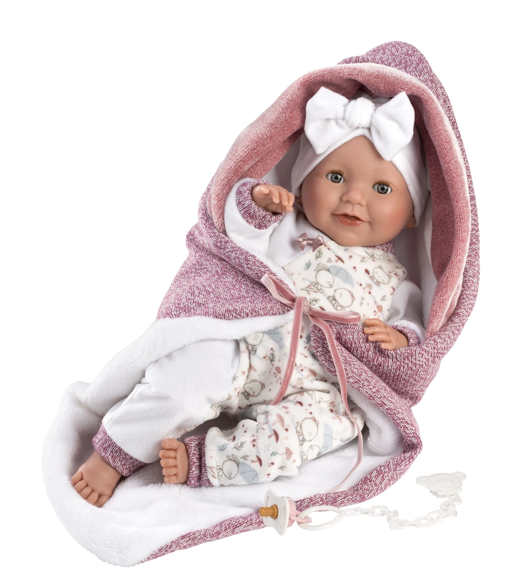 Levně Llorens 74040 NEW BORN - mrkací realistická panenka miminko se zvuky a měkkým látkovým tělem - 42 cm