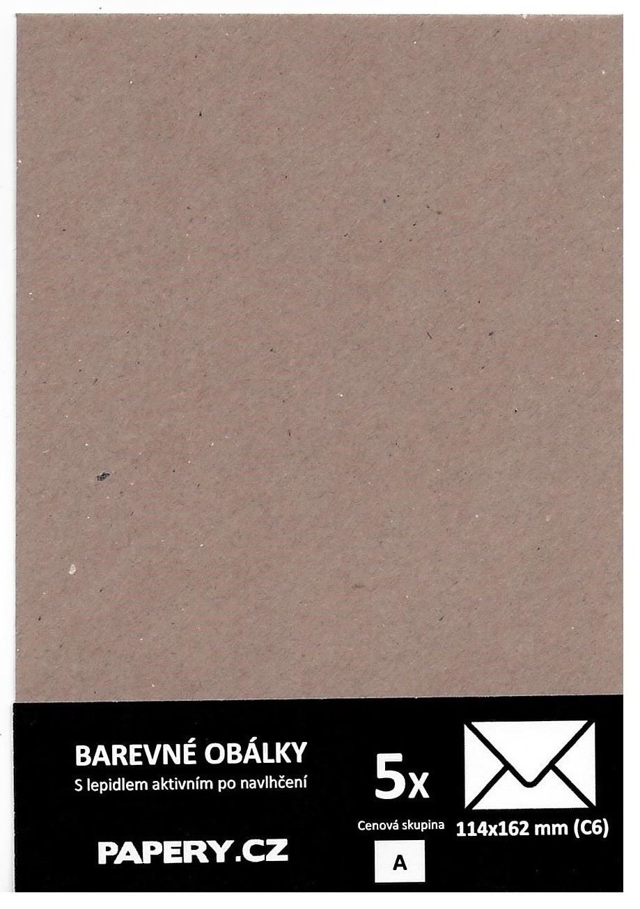 Levně HYBLER S.R.O. barevná obálka 114X162 HNĚDÁ RECYKLOVANÁ, 5 kusů, 100 gm2, olizová