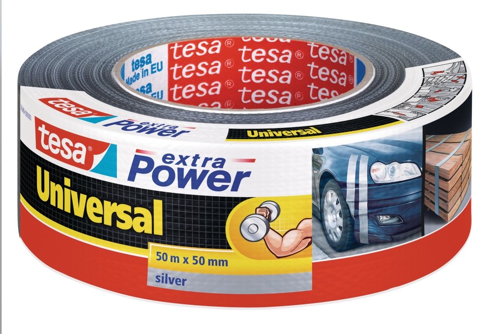 Levně tesa opravná páska Extra Power Universal, 50 m x 50 mm, textilní, silně lepicí, stříbrná