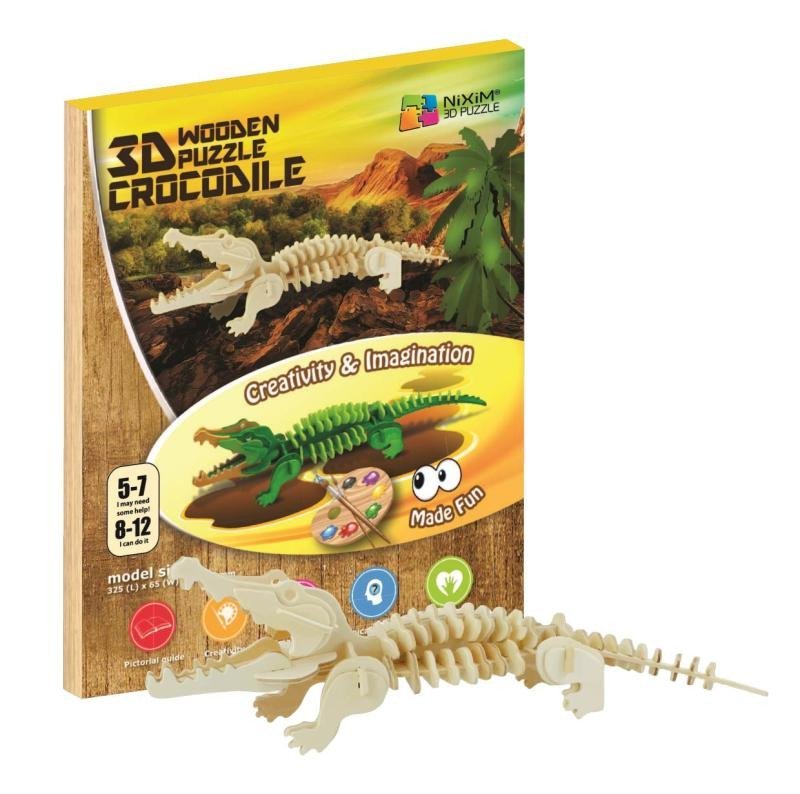 Levně NiXiM Dřevěné 3D puzzle - Krokodýl